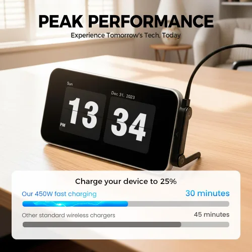 Vista 4 de Cable de carga rápida trenzado de 240 W con soporte de teléfono integrado en forma de T, cable USB-C plegable y duradero de 90 grados, cable USB C