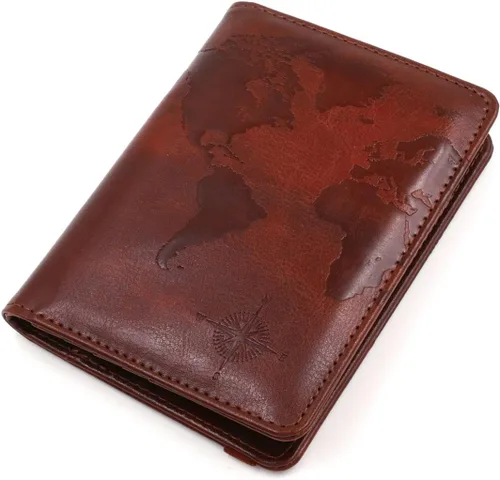 Vista 5 de Kandouren - Funda para pasaporte con bloqueo RFID, cartera para pasaporte para hombres y mujeres, el mejor regalo para viajeros, tarjetas de crédito