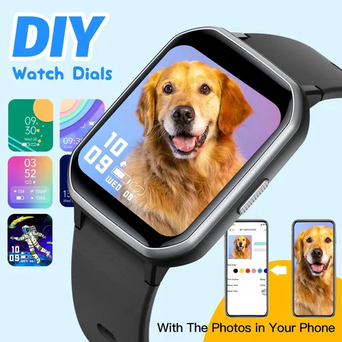 Vista 2 de Reloj inteligente para niñas, IP68, impermeable, reloj rastreador de actividad física con cara DIY de 1.5 pulgadas, monitor de sueño de frecuencia