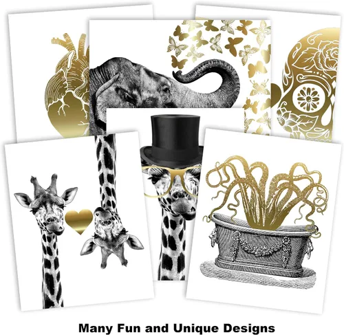 Vista 2 de Gold Foil Art Print - Gentleman Octopus With Gold Foil Rose and Cane 8x10 inches