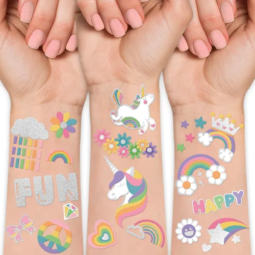 Vista 12 de Yazhiji - Tatuajes temporales impermeables – 60 hojas, pequeña colección de tatuajes falsos, flores, coronas, estrellas, animales, mariposas