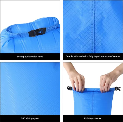 Vista 4 de Fire-Maple Bolsa seca ultraligera, 1.1 oz - 6L paquete impermeable para camping, senderismo, viajes y deportes acuáticos 30D Tear-resistant Nylon