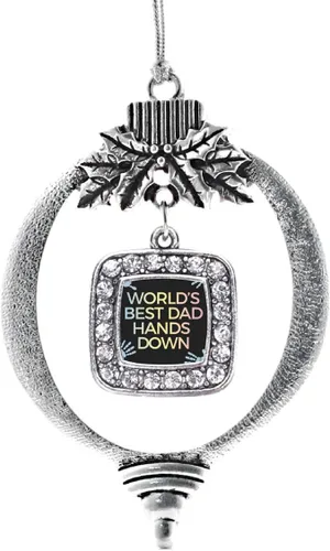 Vista 102 de Inspired Silver - Nana púrpura - Adorno de Navidad plateado - Adorno cuadrado para árbol de Navidad con circonita cúbica - Decoración colgante