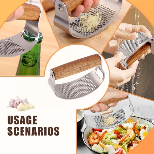 Vista 7 de Prensador de Ajo de Acero Inoxidable, Prensa de Ajo Profesional Rocker Mejorada 2025, Triturador de Ajo Ergonómico para Uso en Cocina Doméstica