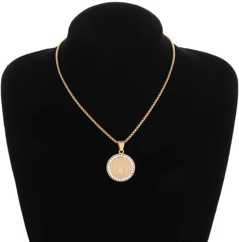 Vista 7 de Nuevo 2024 Hip Hop Iced Out San Benito San Benito Medalla Santa Medalla Colgante Jesús Collar Religioso Amuleto Joyería Para Hombres y Mujeres Moda