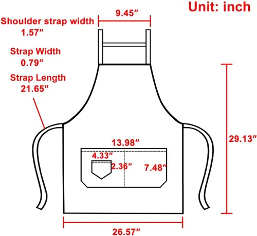 Vista 3 de Chef Apron Bib Apron with 2 Large Pockets Adjustable Neck Strap Kitchen Apron Cooking Apron Stripes Baking Apron