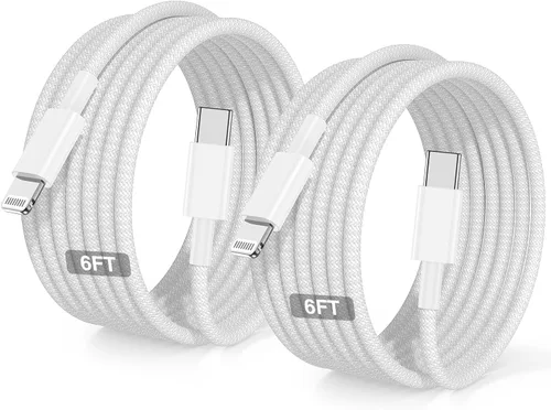 Vista 10 de Cable USB C a Lightning de 3/3 pies [certificado Apple MFi], cable tipo C a Lightning trenzado de nailon trenzado, cable de carga USBC a Lightning