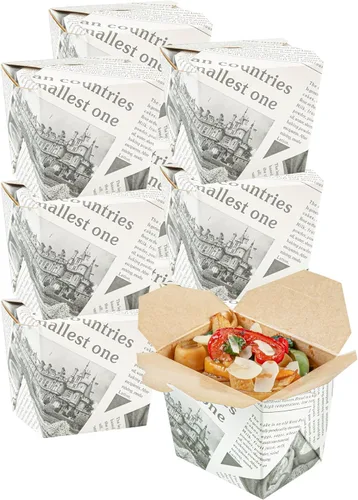 Vista 36 de Restaurantware Cajas chinas para llevar, paquete de 200 unidades, 8 onzas, resistentes a la grasa, recipientes de comida para llevar, desechables