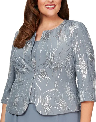 Vista 5 de Alex Evenings Vestido tipo chaqueta con botones frontales y longitud del té para mujer