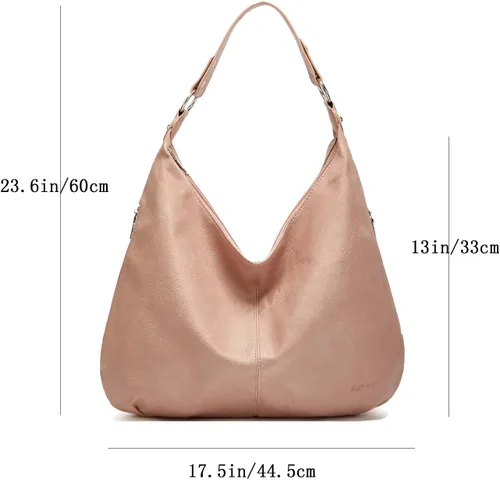 Vista 2 de Bolso Hobo para mujer, de piel sintética, suave, holgado, con cremallera