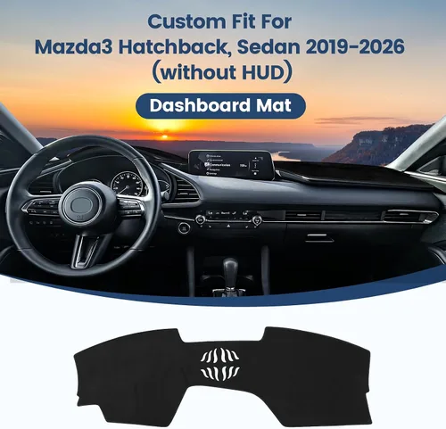 Vista 2 de Tapete de cubierta de salpicadero personalizado para Mazda3 Hatchback, Sedan 2019-2024 2025 2026 (sin HUD), protector antideslizante