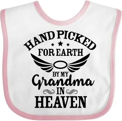 Vista 21 de inktastic Handpicked for Earth By My Grandma in Heaven Angel Wings Baby Bib
