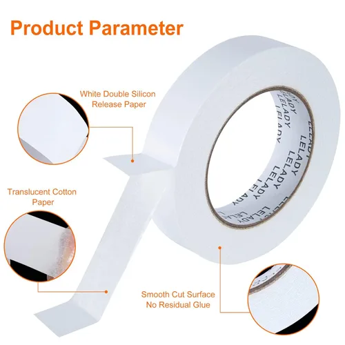 Vista 3 de Cinta adhesiva de doble cara de 1 pulgada x 40 yardas, 2 rollos de cinta adhesiva de doble cara, cinta adhesiva de doble cara, para artes