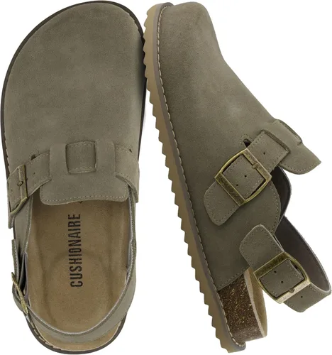 Vista 15 de CUSHIONAIRE Brooklyn - Zuecos de gamuza auténtica con hebilla para mujer Gamuza auténtica de chocolate