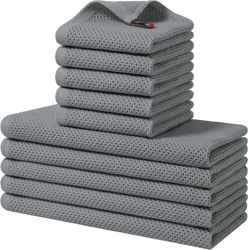 Vista 86 de Homaxy Juego de toallas y paños de cocina 100% algodón, 30 x 30 centímetros y 33 x 71 centímetros, juego de 8 toallas de cocina ultra suaves