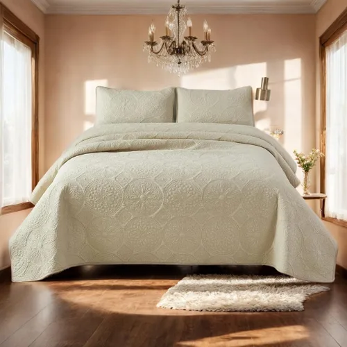 Vista 21 de Brandream juego de cama de lujo de 3 piezas, color blanco, de gran tamaño, juego de edredón, tamaño queen