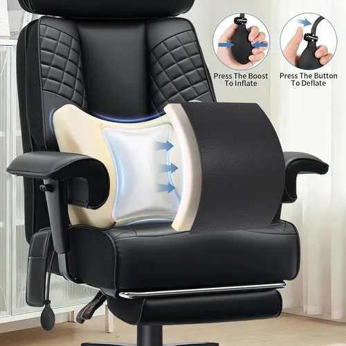 Vista 6 de HOFFREE Silla de oficina grande y alta de 500 libras con soporte lumbar Negro