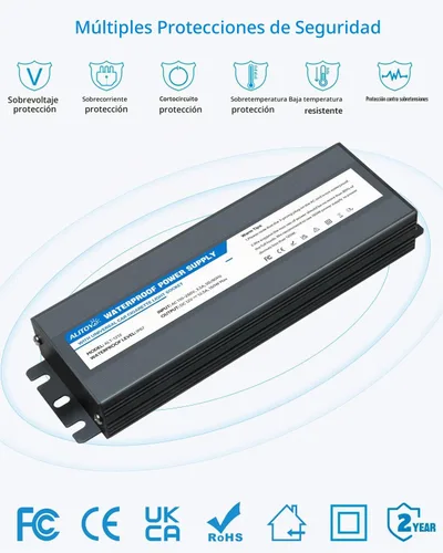 Vista 3 de ALITOVE Convertidor de CA a CC de 110V a 12V 12.5A 150W máximo Fuente de alimentación para exteriores 13 pies IP67 Adaptador de CA/CC impermeable