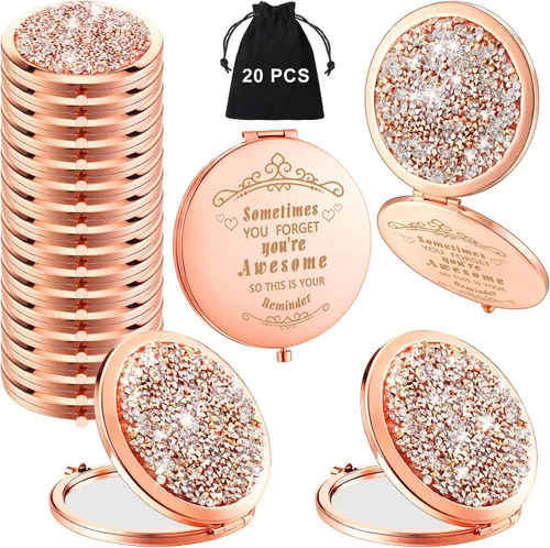 Vista 19 de Cindeer 12 Piezas Espejo Compacto Pequeño Plegable Espejo de Bolsillo Redondo de Maquillaje de Mano Espejo Cosmético de Aumento con Rincón