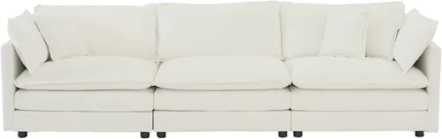 Vista 3 de Sofá modular en forma de U con reposapiés reversible, sofá modular de 5 plazas, sofá esquinero convertible con 2 otomanas, moderno sofá minimalista
