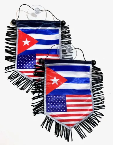 Vista 3 de Mini banner cubano americano bandera deportiva para la decoración del coche y el hogar, puerta ventana pared pequeña bandera colgante accesorios