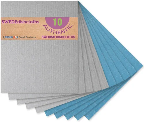 Vista 13 de SWEDEdishcloths - Toallas de esponja de celulosa - Juego de 10 paños de cocina suecos (azul)