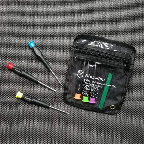 Vista 4 de Juego de destornilladores de cabeza triangular completa para juguetes electrónicos, 7 piezas de tornillos de seguridad triangulares Kit