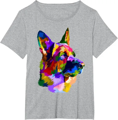 Vista 101 de Camiseta con retrato de pastor alemán para dueños de perros, Negro, S