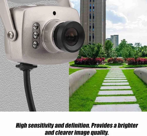 Vista 2 de Mini cámara CCTV analógica con cable, cámara de vigilancia de audio y video, mini cámara de seguridad CCTV CMOS con cable de 6 LED con cable