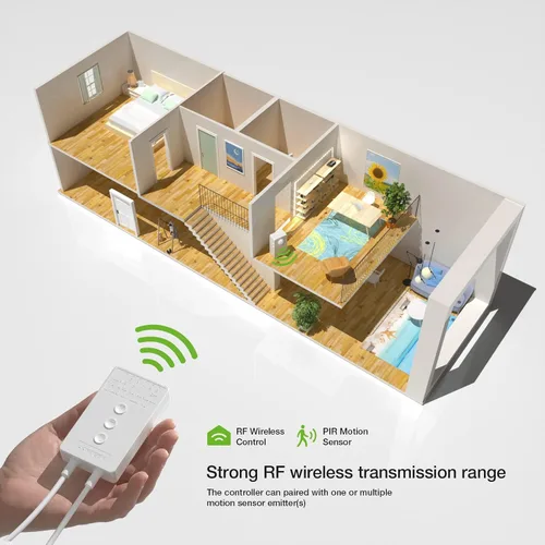 Vista 3 de RAYZEEK Kit de tiras de luces LED inalámbricas activadas por movimiento, regulables de 19.7 pies y adaptador con certificación UL, interruptor