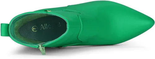 Vista 5 de Allegra K Botines de tacón alto grueso con punta puntiaguda para mujer
