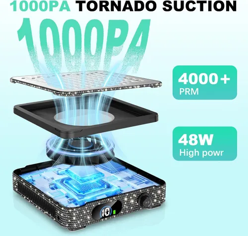 Vista 3 de Colector de polvo de uñas Colector de polvo de uñas silencioso de 1000 PA 10 niveles de velocidad Bajo ruido y fuerte succión Filtro