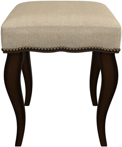 Vista 10 de Hillsdale Hamilton Taburete tapizado de madera y sin espalda para sala de maquillaje y baño, roble bruñido