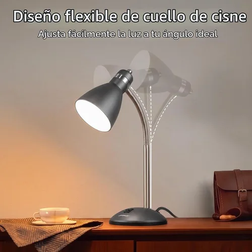 Vista 6 de LEPOWER Lámpara de escritorio de metal, luz de lectura ajustable de cuello Negro arena