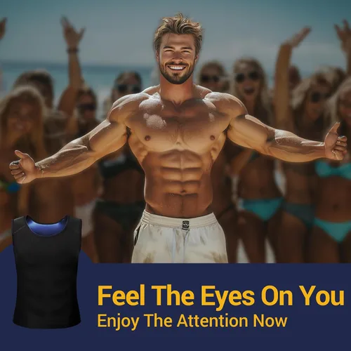 Vista 5 de Chaleco de Sudoración para Sauna para Hombre - Entrenador de Cintura de Compresión, Camiseta de Sauna para Entrenamiento en el Gimnasio, Chaleco
