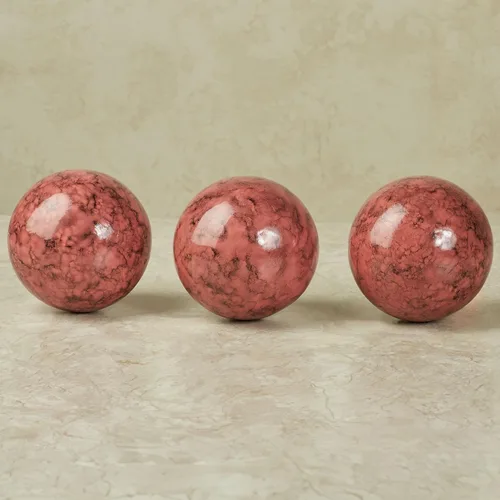 Vista 2 de Cambria - Bolas esféricas de cinabrio de 4 pulgadas de diámetro para centro de mesa, cuenco y bandeja, juego de tres orbes solamente Cinnabar
