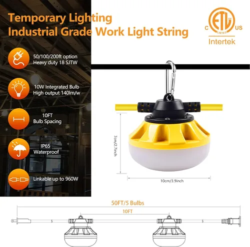 Vista 5 de Grado industrial de las luces LED de la cadena de la construcción de 50FT libre para el gancho de escalada