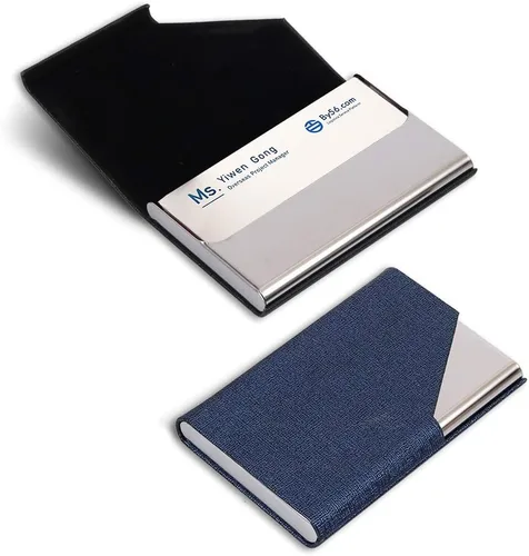 Vista 2 de homEdge Tarjetero, PU negro y azul, Minimalista