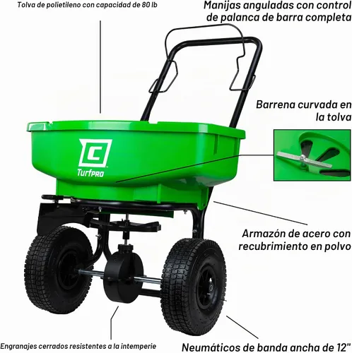 Vista 3 de CHAPIN 89000A TurfPro - Esparcidor de césped de 80 libras, empuje, semillas y fertilizante