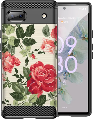 Vista 15 de CasesOnDeck Case Compatible with [Google Pixel 6A (2022) / Pixel 6A Case] Soft TPU Bumper Cover Carbon Fiber Texture Flexible (Blue Western)