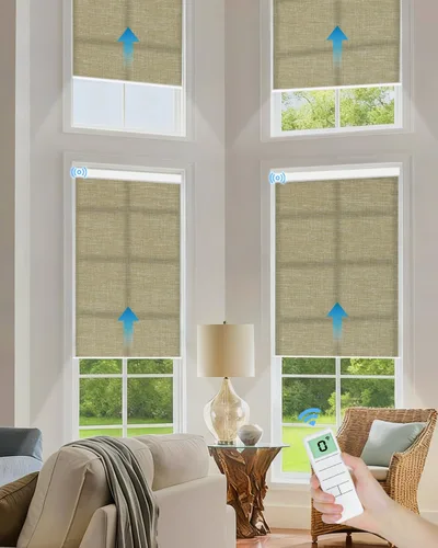 Vista 22 de Tokblind Persianas enrollables motorizadas de filtrado de luz con control remoto, persianas inteligentes para ventanas compatibles con Alexa Google