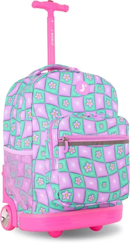Vista 20 de J World Sunrise Kids - Mochila con ruedas para niñas y niños. Mochila con ruedas para la escuela, Aurora, 18 pulg