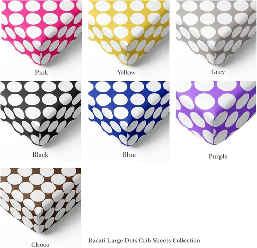 Vista 6 de Bacati - Sábana bajera ajustable para cuna, 100% algodón percal de One Large DOTS - Se adapta a colchones estándar de 28 x 52 x 5 pulgadas para cuna