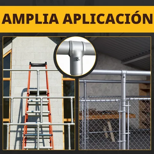 Vista 2 de VIVIDA Abrazaderas de riel de extremo de 1-3/8" x 1-3/8" 2 piezas, Abrazaderas de panel de enlace de cadena T, Conectores T de tubería galvanizada