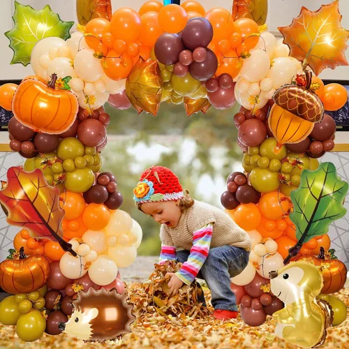 Vista 4 de Kit de guirnalda de arco de globos de otoño para decoraciones de Acción de Gracias, 143 piezas de decoraciones de fiesta de Acción de Gracias