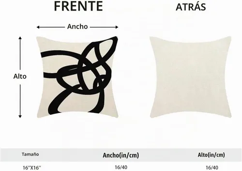 Vista 2 de Fundas de cojín en blanco y negro 16x16 Juego de 2 Fundas de cojín geométricas abstractas de arte moderno de línea Modernas estilo minimalista Línea