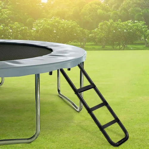 Vista 5 de Eurmax USA - Escalera universal para cama elástica fácil de montar de EE. UU. con 3 pasos, escalones horizontales y anchos, acero tratado con UV