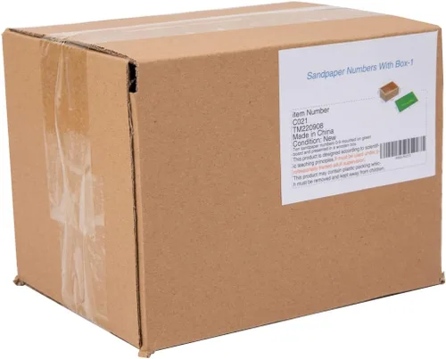 Vista 9 de Adena Montessori Cuenta matemáticas de madera, números de papel de lija con caja para niños pequeños, material matemático de desarrollo temprano