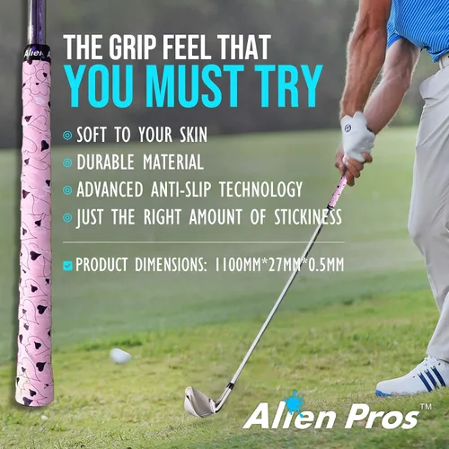 Vista 4 de ALIEN PROS Paquete de 6 cintas de envoltura de agarre de golf Lovely Hearts & Fire Mix - ReGrip en 1 minuto