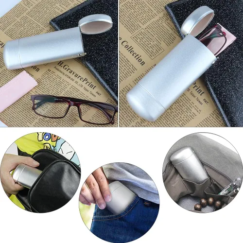Vista 5 de EZESO - Estuche para gafas de aluminio, para marco pequeño, diseño de celosía